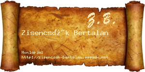 Zisencsák Bertalan névjegykártya